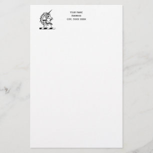 Heraldic Unicorn Head Coat of Arms Emblem Stationery