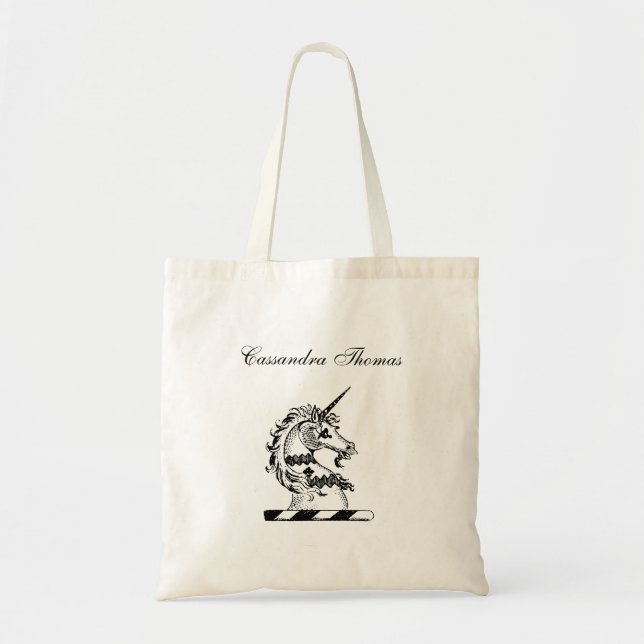Heraldic Unicorn Head Coat of Arms Emblem Tote Bag (Front)