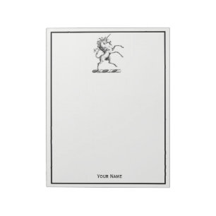 Heraldic Unicorn Rearing Coat of Arms Emblem Notepad