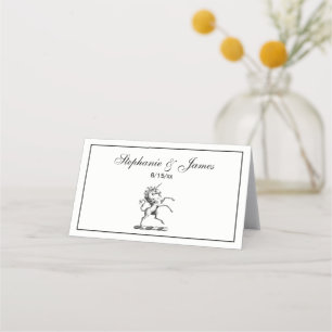 Heraldic Unicorn Rearing Coat of Arms Emblem Place Card