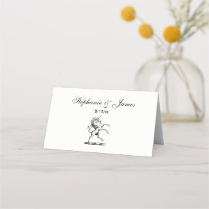 Heraldic Unicorn Rearing Coat of Arms Emblem Place Card