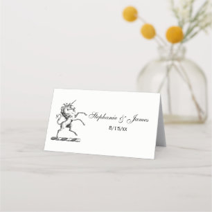 Heraldic Unicorn Rearing Coat of Arms Emblem Place Card