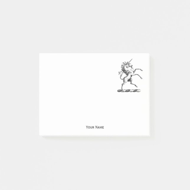 Heraldic Unicorn Rearing Coat of Arms Emblem Post-it Notes (Front)