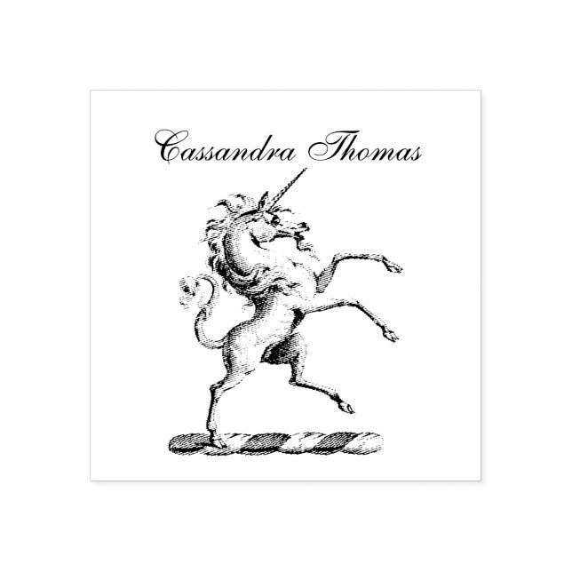 Heraldic Unicorn Rearing Coat of Arms Emblem Rubber Stamp (Imprint)