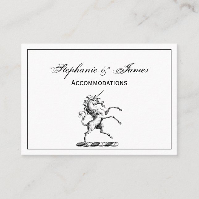 Heraldic Unicorn Rearing Coat of Arms Emblem TnF Business Card (Front)