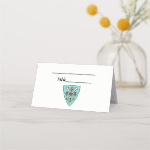 Heraldic Vintage 4 Bees Scrolls on Shield Crest TB Place Card