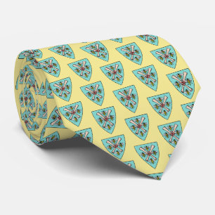 Heraldic Vintage 4 Bees Scrolls on Shield Crest TB Tie