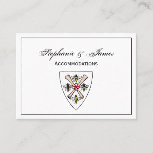Heraldic Vintage 4 Bees Scrolls on Shield Crest Wt Business Card