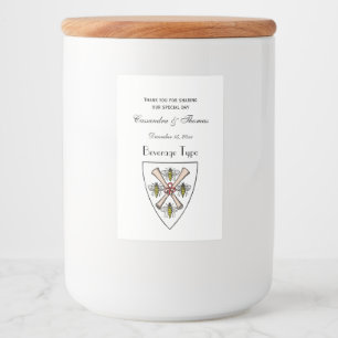 Heraldic Vintage 4 Bees Scrolls on Shield Crest Wt Food Label