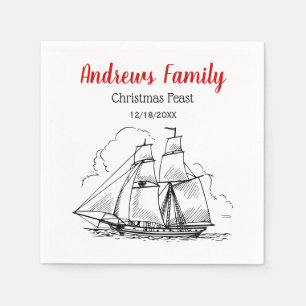 Heraldic Vintage Nautical Clipper Ship #2 Crest Napkin