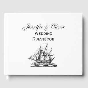 Heraldic Vintage Nautical Clipper Ship Crest Guest Book