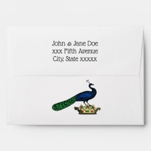 Heraldic Vintage Stylised Peacock on Crown C Envelopes