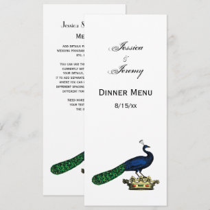 Heraldic Vintage Stylised Peacock on Crown C Invitation
