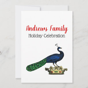 Heraldic Vintage Stylised Peacock on Crown C Invitation