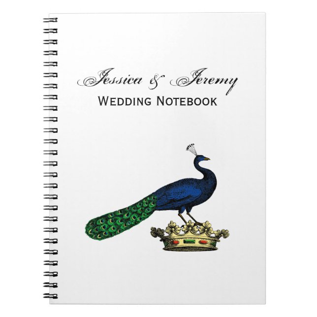 Heraldic Vintage Stylised Peacock on Crown C Notebook (Front)