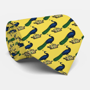 Heraldic Vintage Stylised Peacock on Crown C Tie