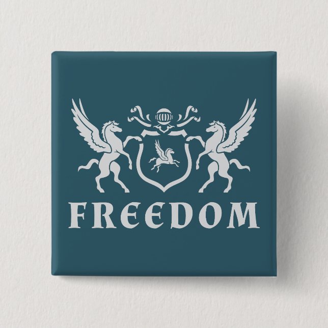 Heraldic White Pegasus 15 Cm Square Badge (Front)