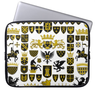 Heraldry crests, symbolic designs. laptop sleeve