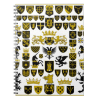 Heraldry crests, symbolic designs.