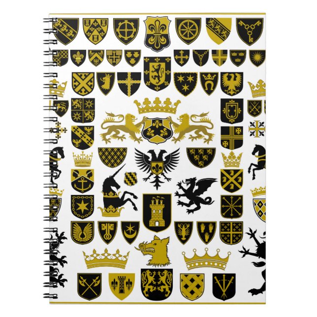 Heraldry crests, symbolic designs. notebook (Front)