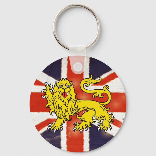 Heraldry Lion Vintage Union Jack Keychain (Front)