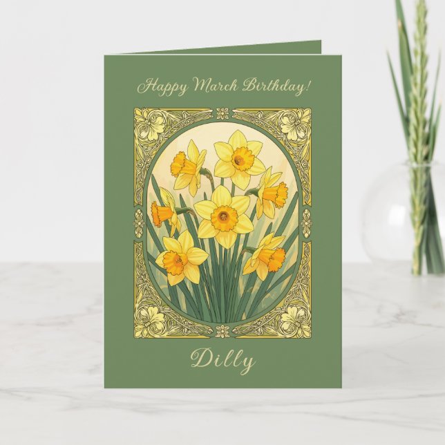 Heralds of Spring Daffodil, March Birthflower Card (Front)