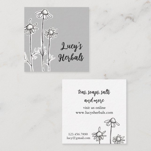 Herb Business Chamomile Tea Soap Salts Square Business Card (Front/Back)