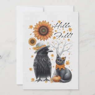 Herb & Cat Autumn Thanksgiving Map greeting card