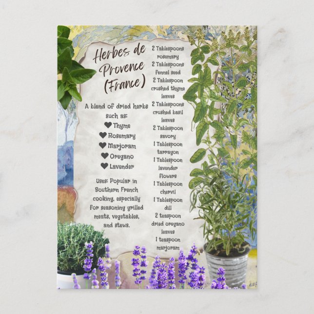 Herb de Provence Spice Mix Recipe French Postcard (Front)