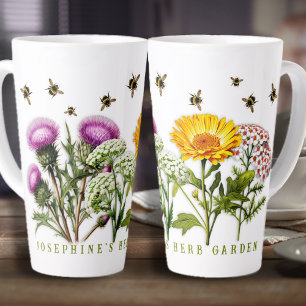 Herb Garden Bumblebees Personalised Latte Mug