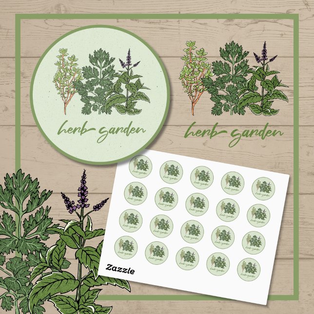 Herb Garden  Classic Round Sticker (Herb Garden Round Sticker)