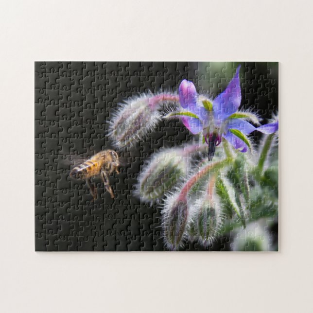 Herb Garden Flower Borage & Honey Bee Jigsaw Puzzle (Horizontal)