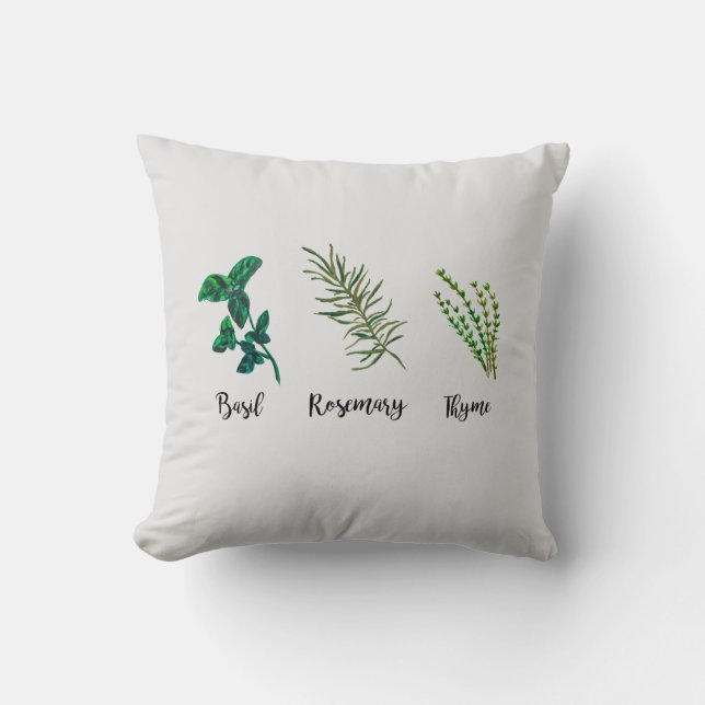 Herb Garden Painting Throw Pillow (Front)