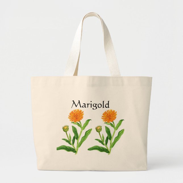 Herb Garden Series - Marigold Large Tote Bag (Front)