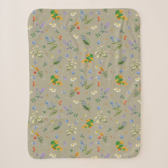 Herb garden sherpa blanket (Front)