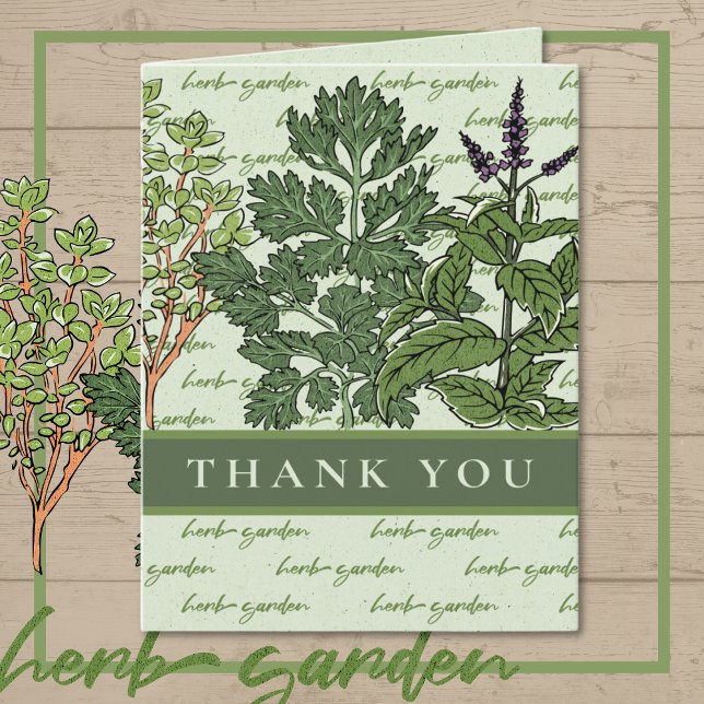 Herb Green Garden  Thank You Card (Herb Garden Thank You Card)