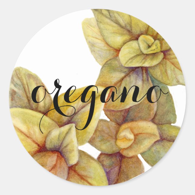Herb Label: Oregano Classic Round Sticker (Front)