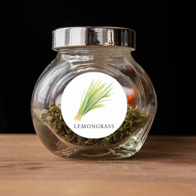 Herb Lemongrass Watercolor  Classic Round Sticker (Herb Lemongrass Watercolor Classic Round Sticker)