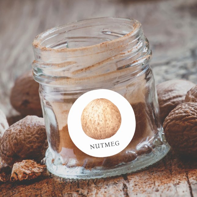 Herb Nutmeg Watercolor  Classic Round Sticker (Herb Nutmeg Watercolor Classic Round Sticker)