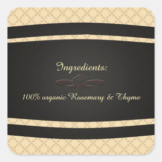 Herb & Spice/ U Pick Colour Black Board Ingredient Square Sticker (Front)