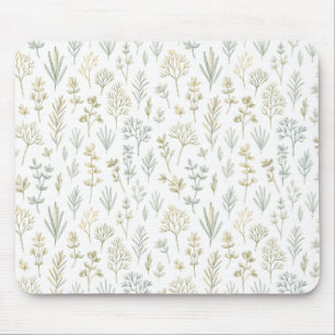 Herb Sprigs Micro Botanical Repeating Pattern Mouse Mat