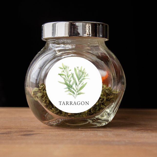 Herb Tarragon Watercolor Classic Round Sticker (Herb Tarragon Watercolor Classic Round Sticker)