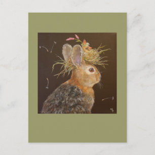Herb the Bun and Jula the cardinal baby postcard