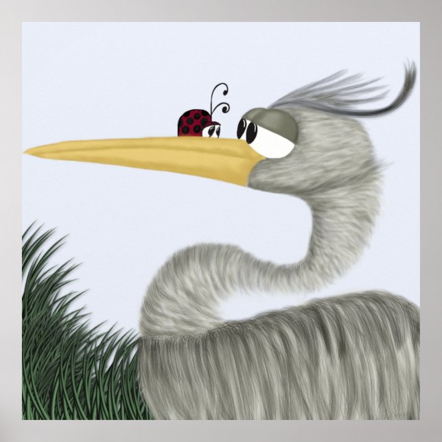 Herb The Heron And His Visitor Print (Front)
