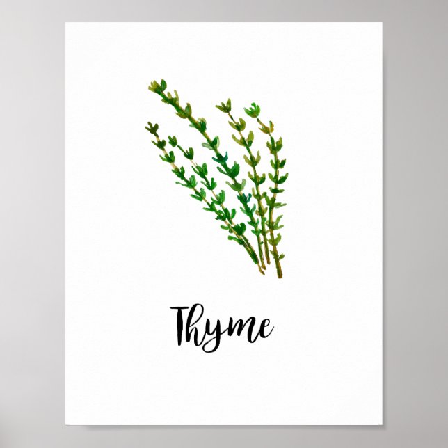 Herb Watercolor Painting Word Art Poster (Front)
