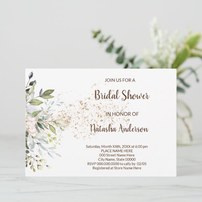 Herbal and Greenery Bridal Shower Invitation (Standing Front)