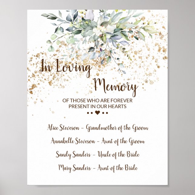Herbal and Greenery In Loving Memory Wedding Sign (Front)