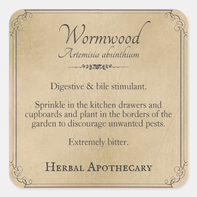 Herbal Apothecary Square Stickers (Front)