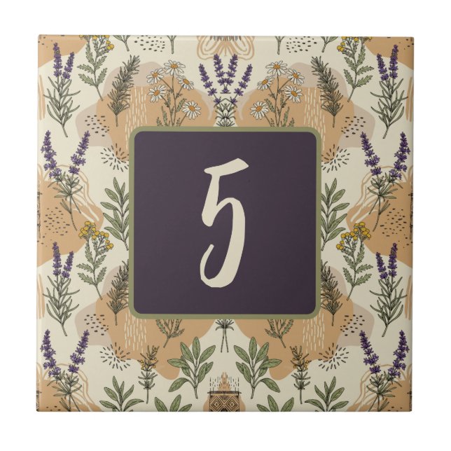 Herbal Blossoms Customisable Ceramic Tile (Front)