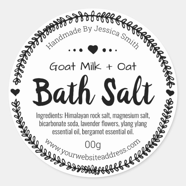 Herbal Botanical Bath Salt Classic Round Sticker (Front)